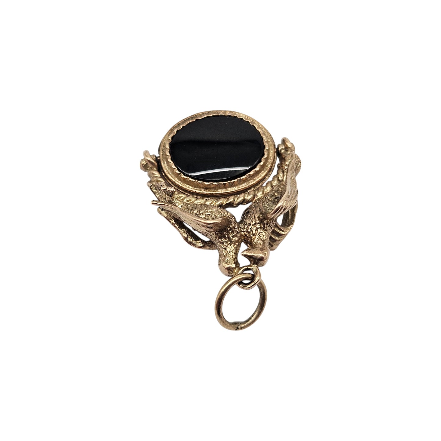 9ct 375 Yellow Gold Swivel Fob With Birds 1965 L 2.6 cm 8.4 g.