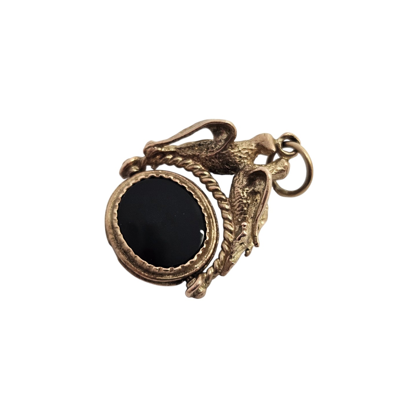 9ct 375 Yellow Gold Swivel Fob With Birds 1965 L 2.6 cm 8.4 g.