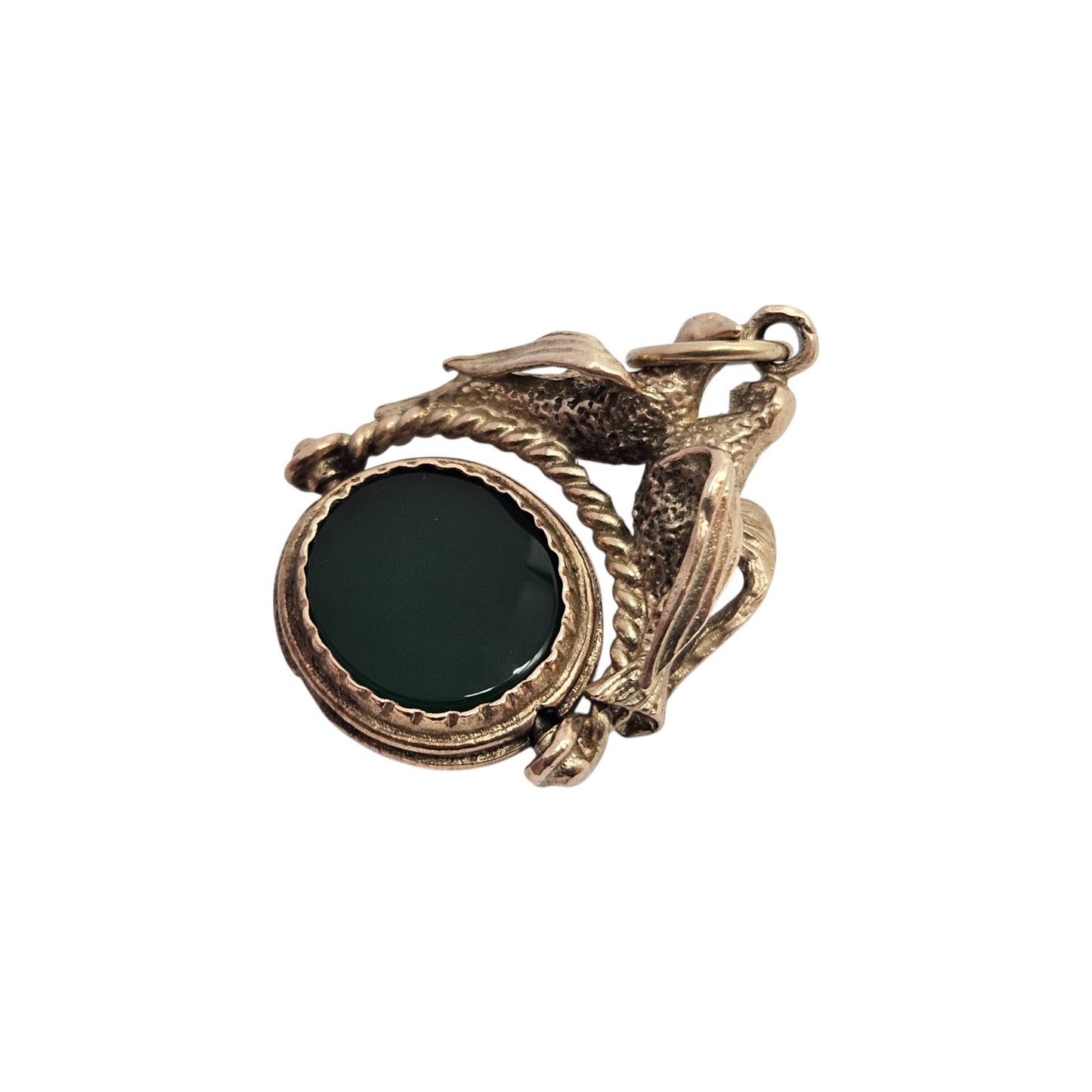 9ct 375 Yellow Gold Swivel Fob With Birds 1965 L 2.6 cm 8.4 g.