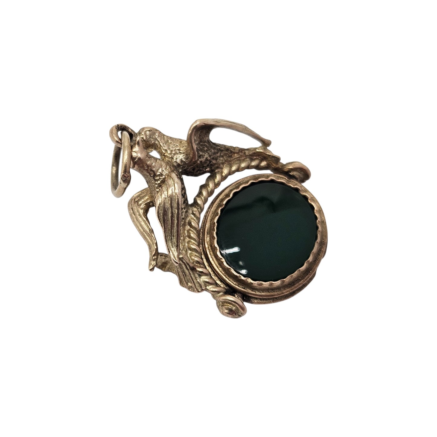 9ct 375 Yellow Gold Swivel Fob With Birds 1965 L 2.6 cm 8.4 g.