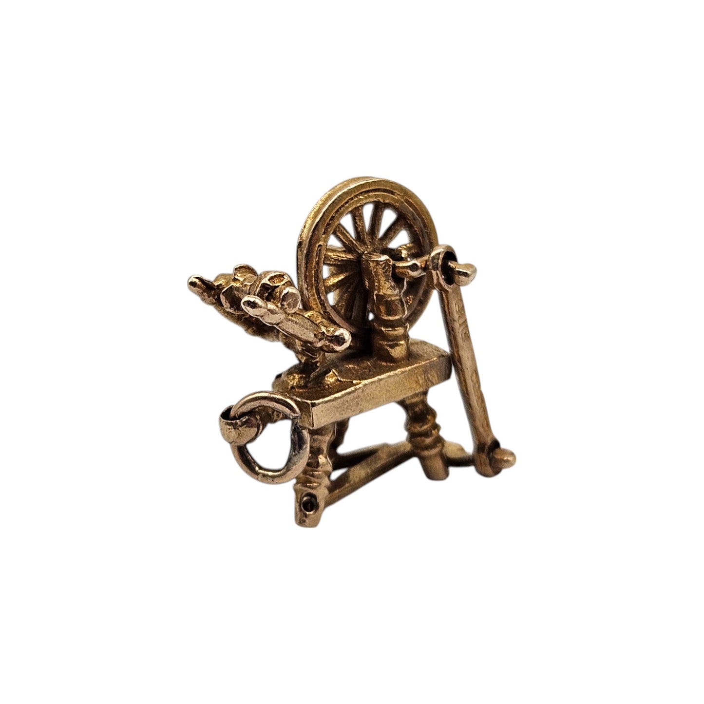 Georg Jensen 9ct 375 Yellow Gold Spinning Wheel Articulated Charm 1955 L 1.7 cm 3.3 g.