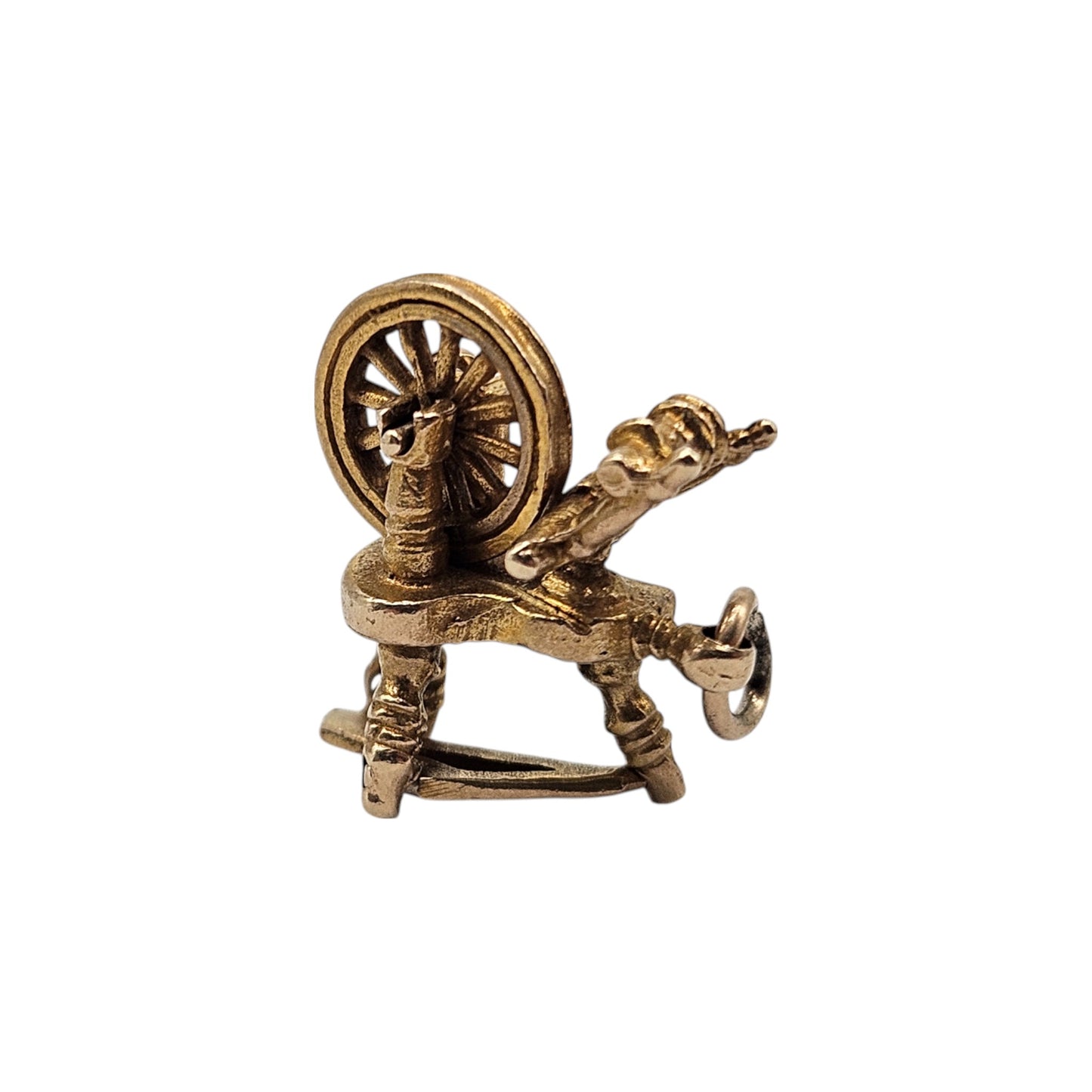 Georg Jensen 9ct 375 Yellow Gold Spinning Wheel Articulated Charm 1955 L 1.7 cm 3.3 g.