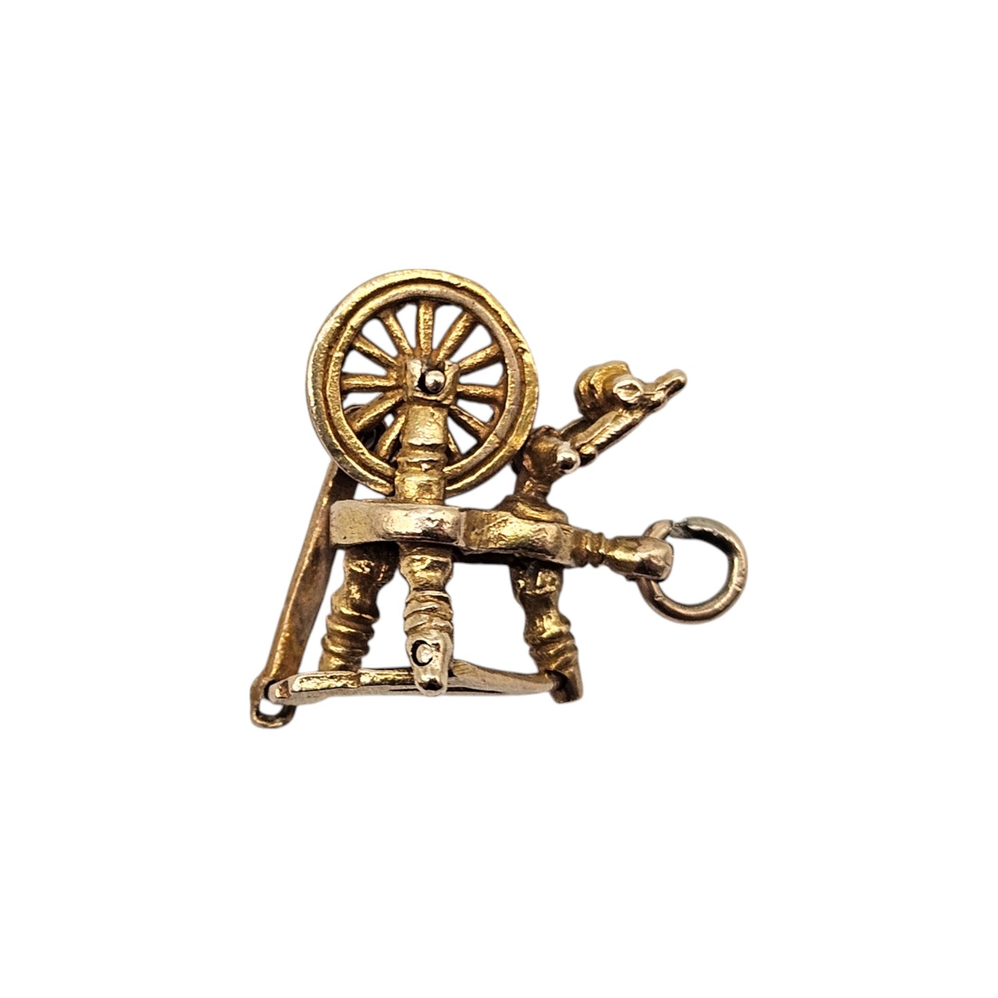 Georg Jensen 9ct 375 Yellow Gold Spinning Wheel Articulated Charm 1955 L 1.7 cm 3.3 g.