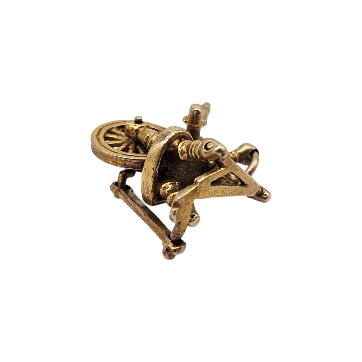 Georg Jensen 9ct 375 Yellow Gold Spinning Wheel Articulated Charm 1955 L 1.7 cm 3.3 g.