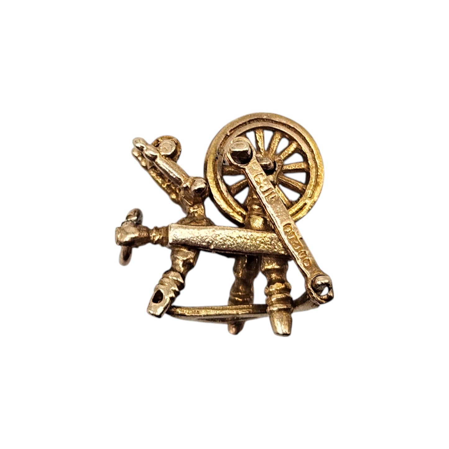 Georg Jensen 9ct 375 Yellow Gold Spinning Wheel Articulated Charm 1955 L 1.7 cm 3.3 g.