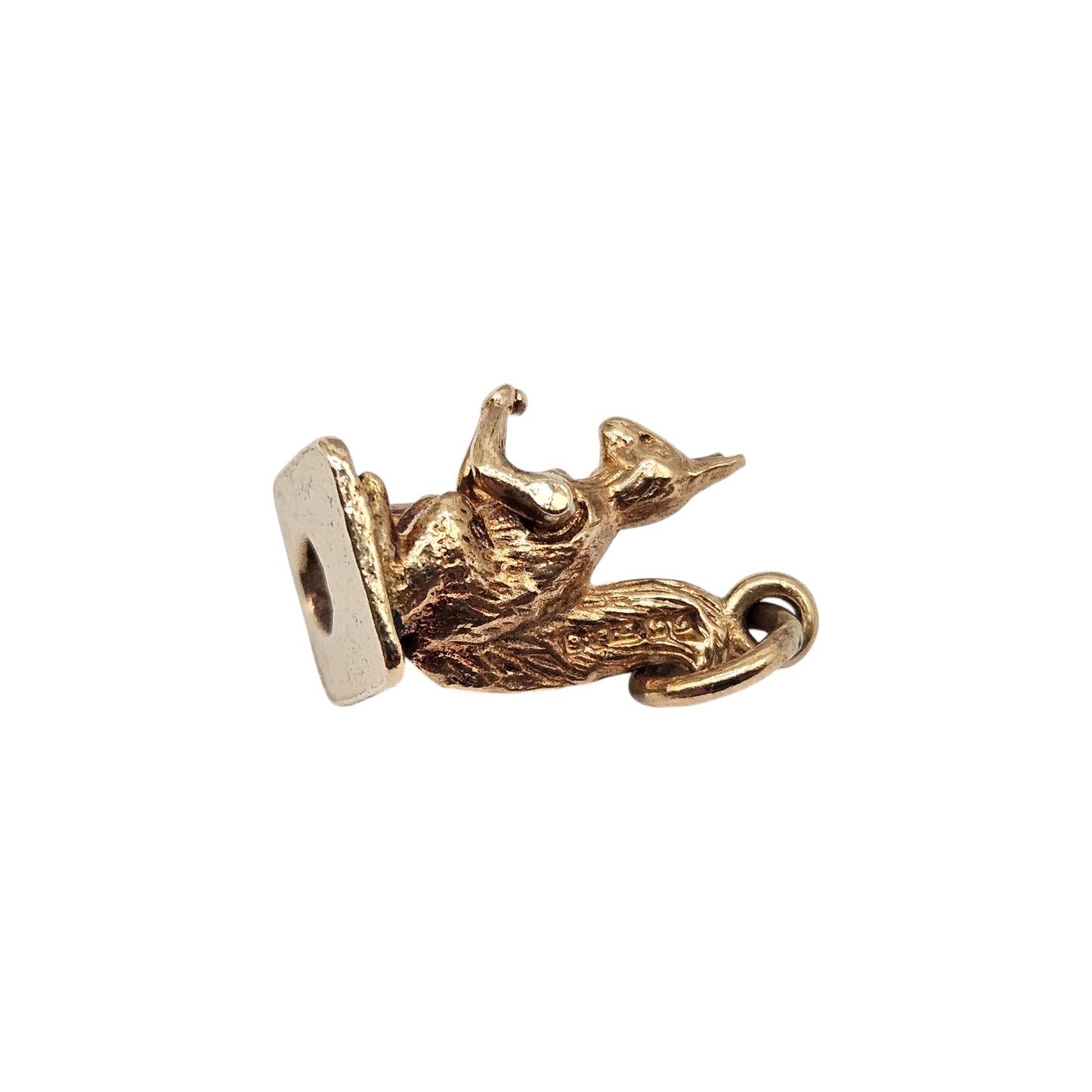 Rare 9ct 375 Yellow Gold Articulated Squirrel Charm 1960 L 1.2 cm 2.2 g.
