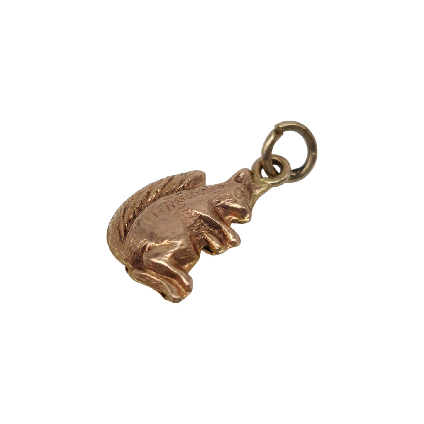 9ct 375 Rose Gold Squirrel Charm 1972 L 1.1 cm 0.3 g.
