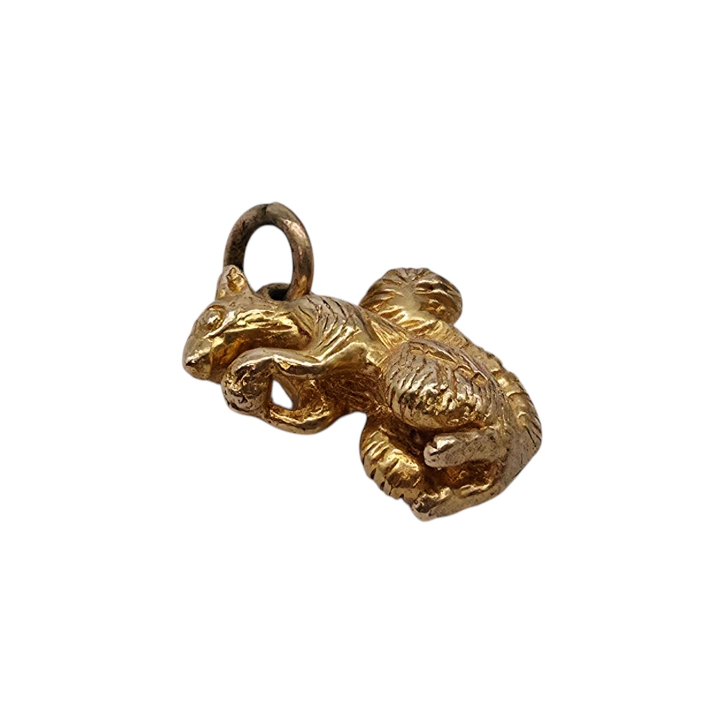 Cast 9ct 375 Yellow Gold Squirrel Charm 1967 L 1.6 cm 4.6 g.