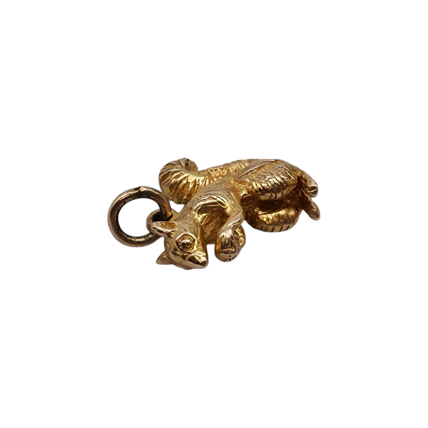 Cast 9ct 375 Yellow Gold Squirrel Charm 1967 L 1.6 cm 4.6 g.