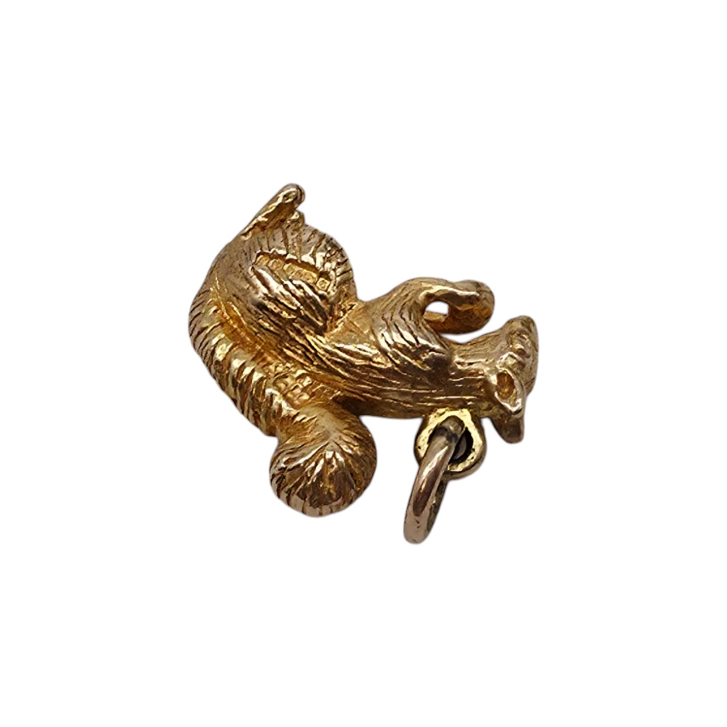 Cast 9ct 375 Yellow Gold Squirrel Charm 1967 L 1.6 cm 4.6 g.