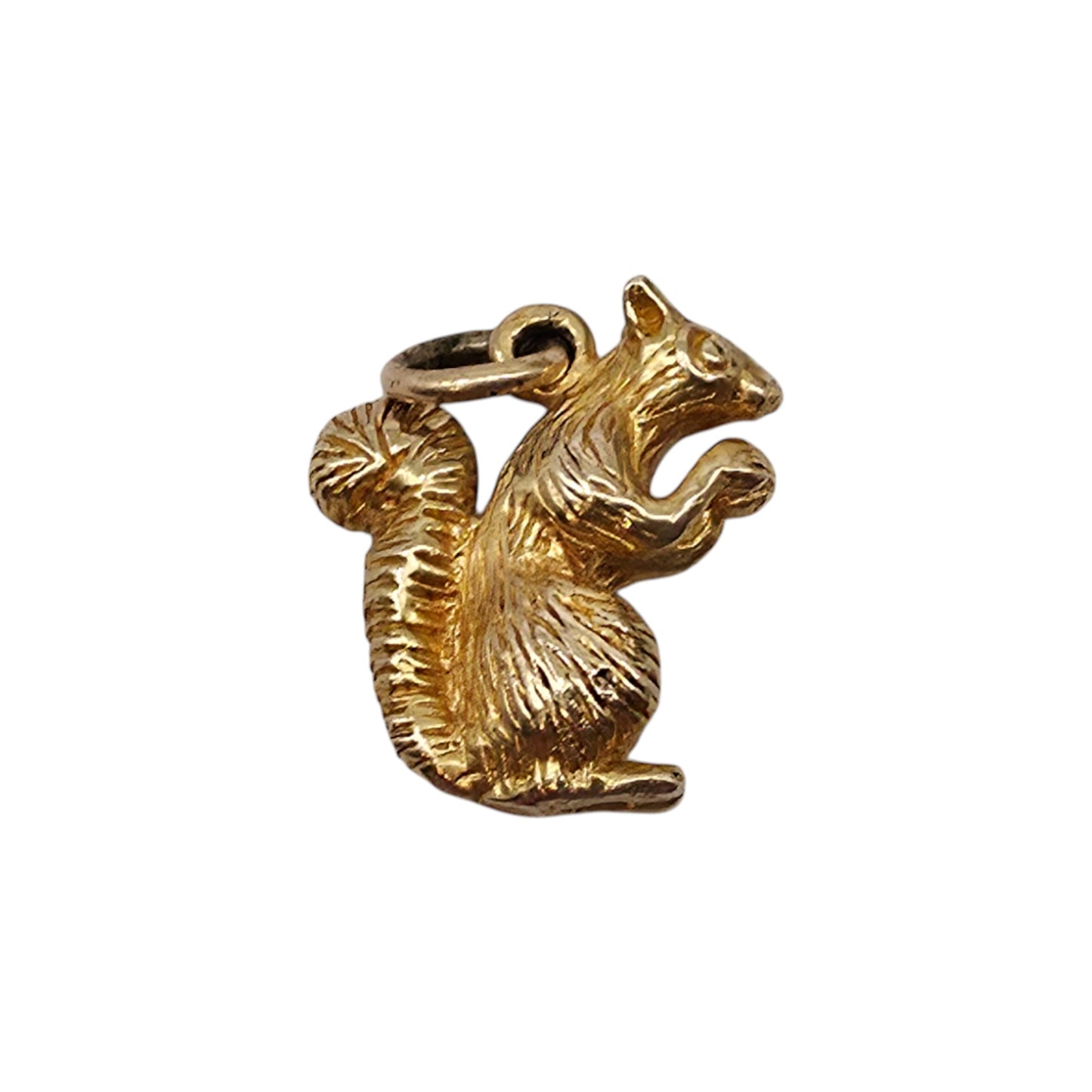 Cast 9ct 375 Yellow Gold Squirrel Charm 1967 L 1.6 cm 4.6 g.