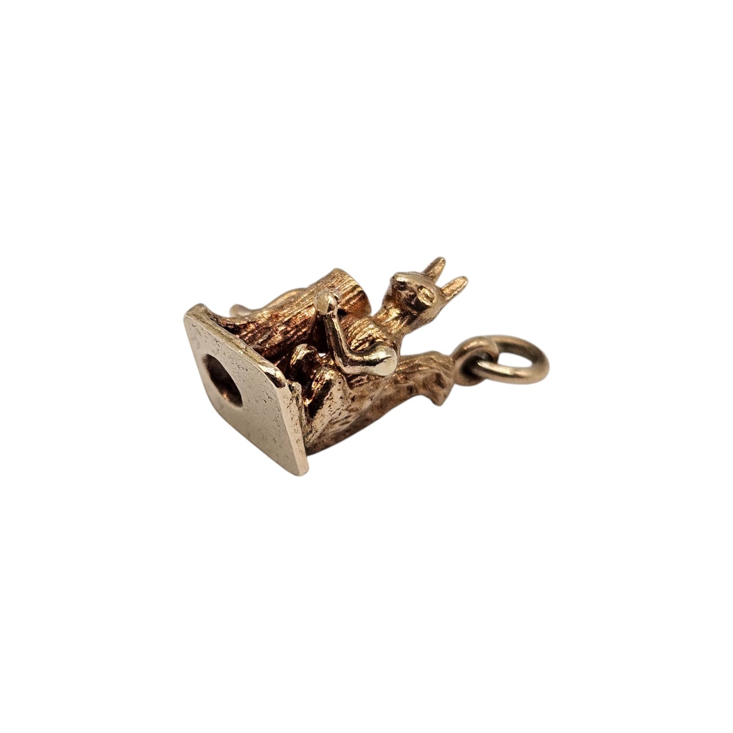 Rare 9ct 375 Yellow Gold Articulated Squirrel Charm 1960 L 1.2 cm 2.2 g.