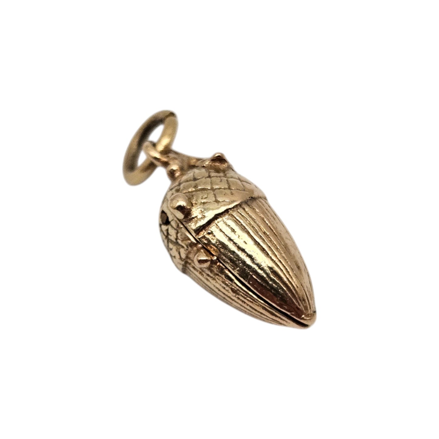 Rare 9ct 375 Yellow Gold Squirrel Inside Acorn Opening Charm c.1960's L 1.6 cm 2.6 g.