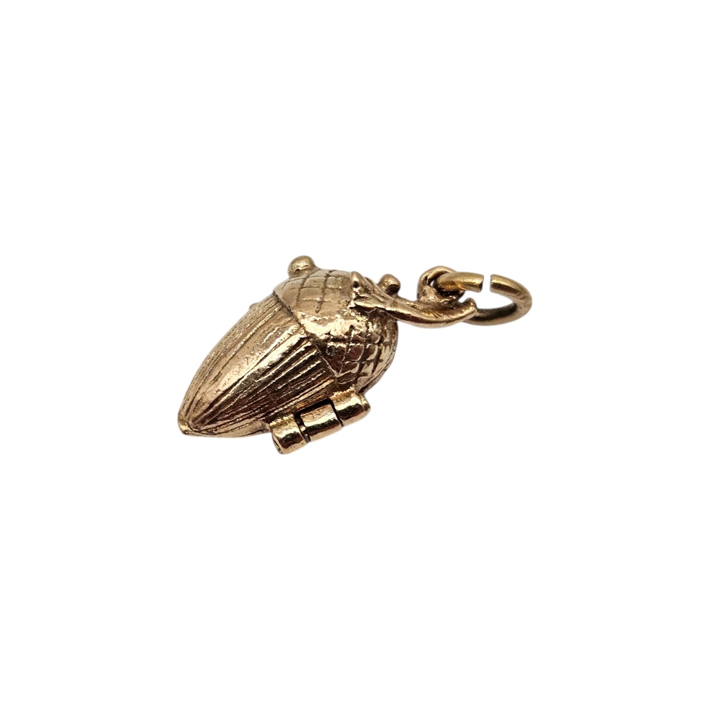 Rare 9ct 375 Yellow Gold Squirrel Inside Acorn Opening Charm c.1960's L 1.6 cm 2.6 g.