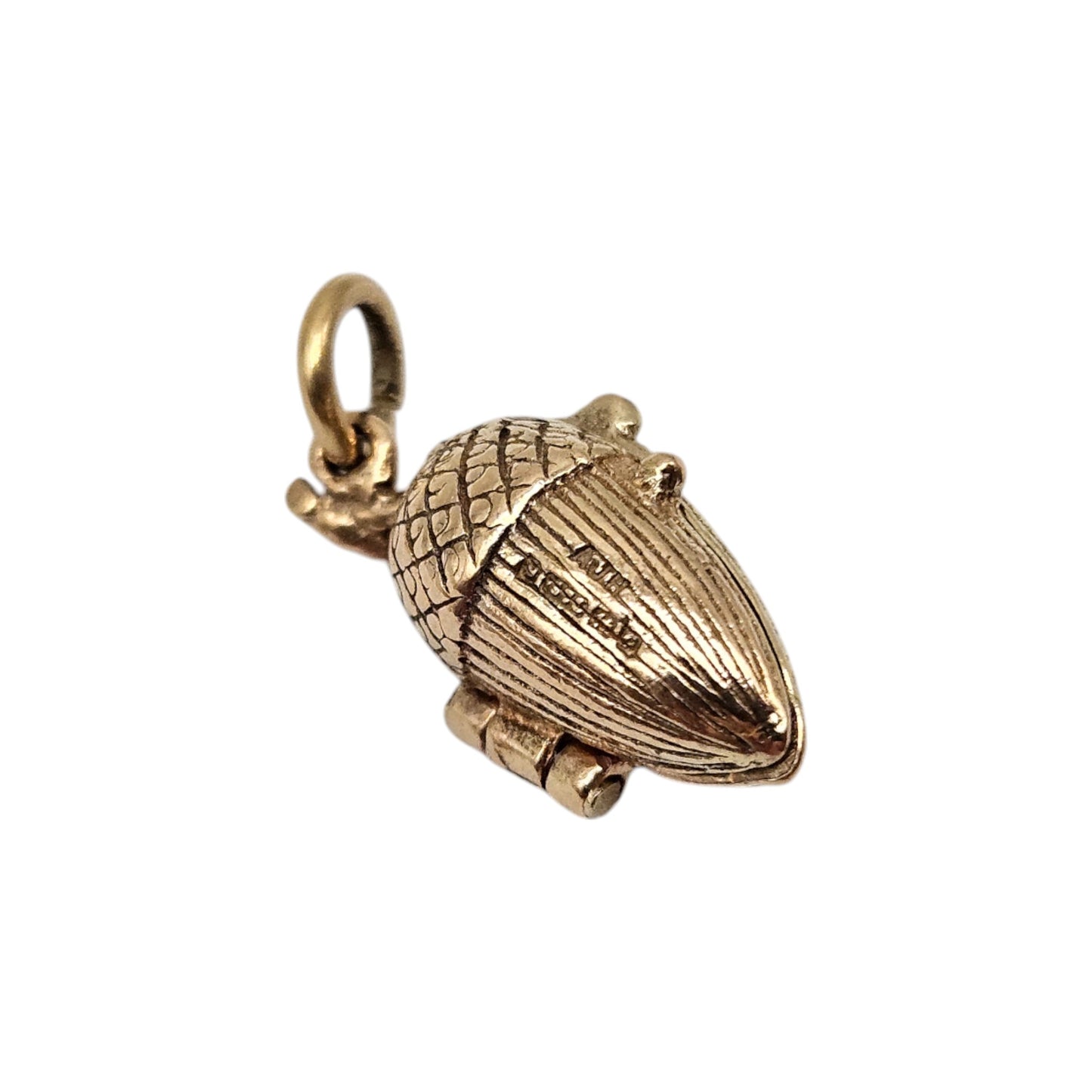 Rare 9ct 375 Yellow Gold Squirrel Inside Acorn Opening Charm c.1960's L 1.6 cm 2.6 g.
