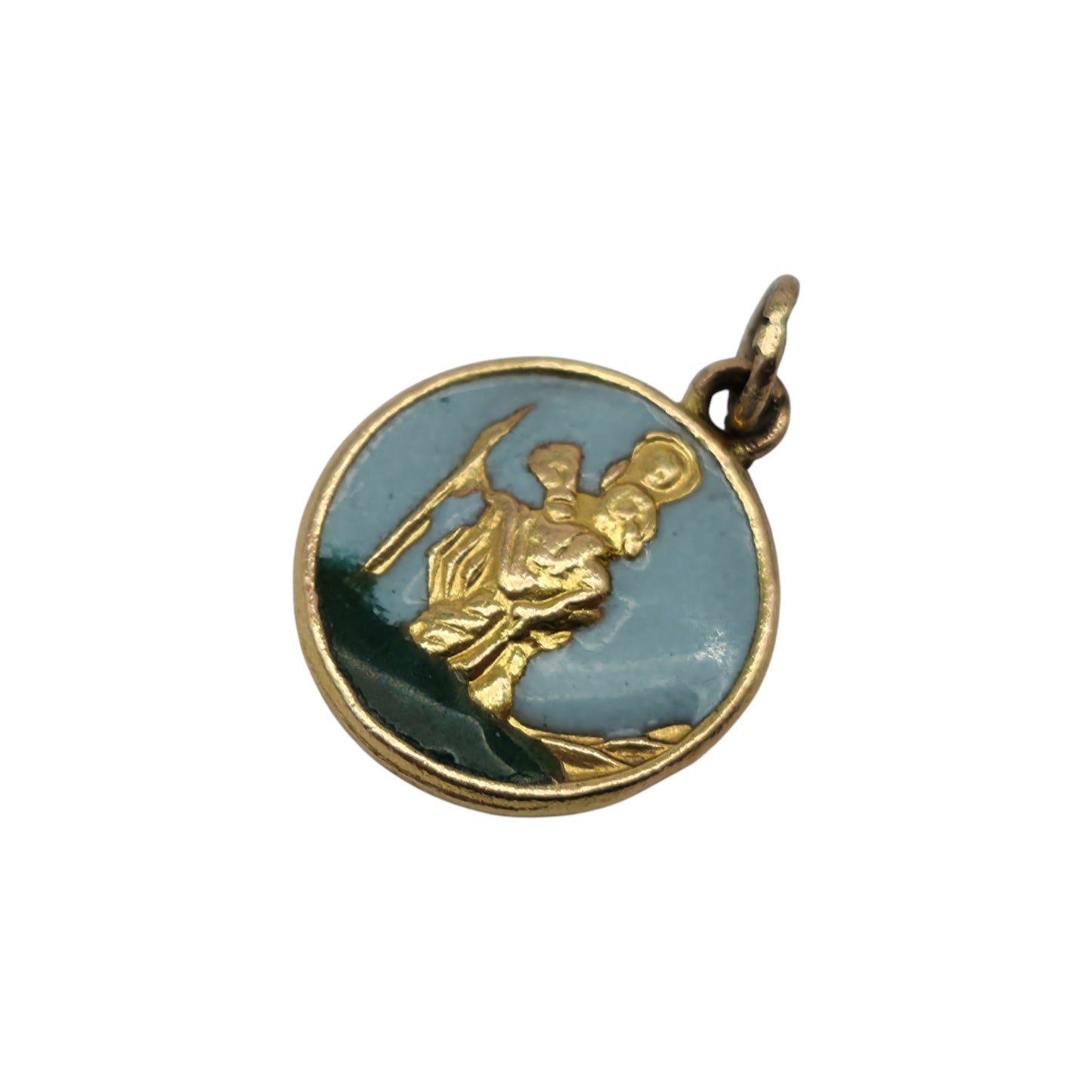 9ct 375 Yellow Gold & Enamel St Christopher Charm 1959 L 1.2 cm 1.3 g.