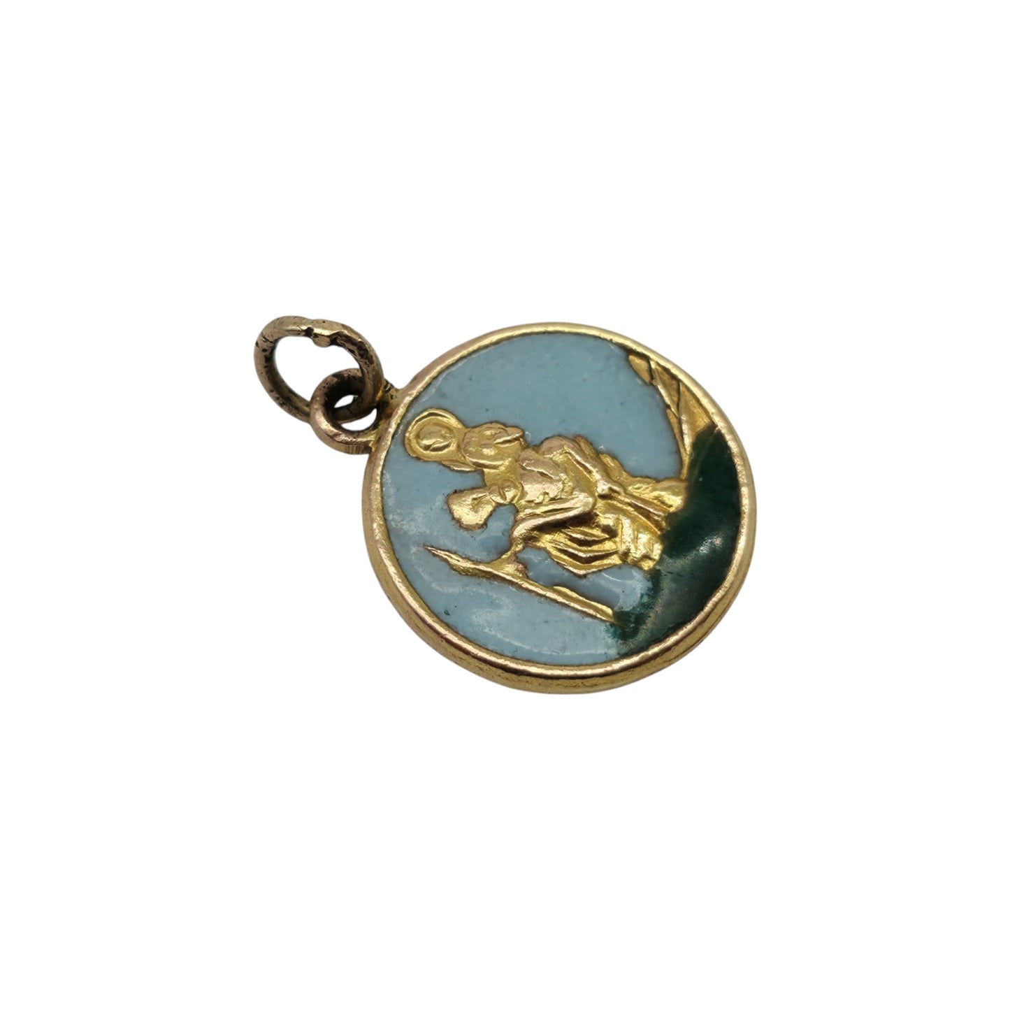 9ct 375 Yellow Gold & Enamel St Christopher Charm 1959 L 1.2 cm 1.3 g.