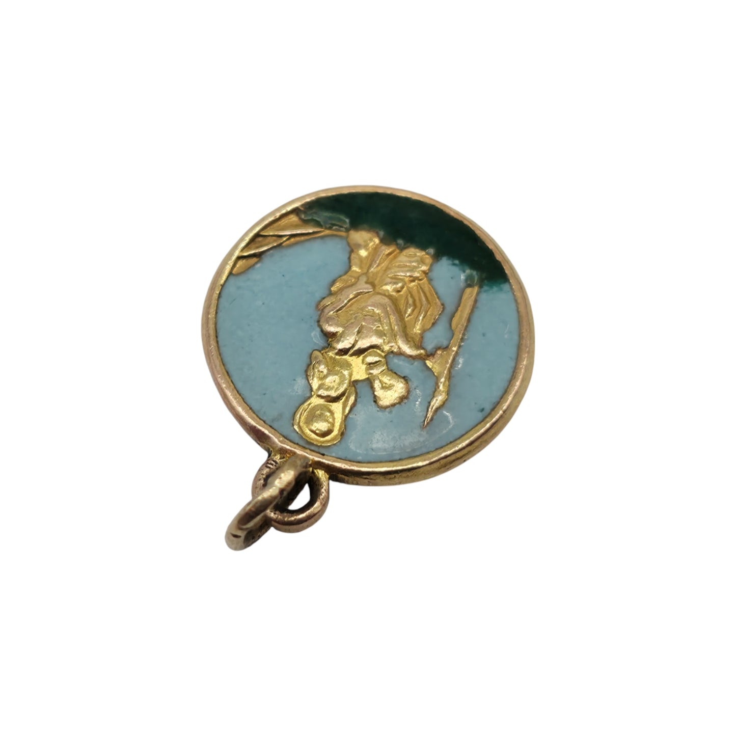 9ct 375 Yellow Gold & Enamel St Christopher Charm 1959 L 1.2 cm 1.3 g.