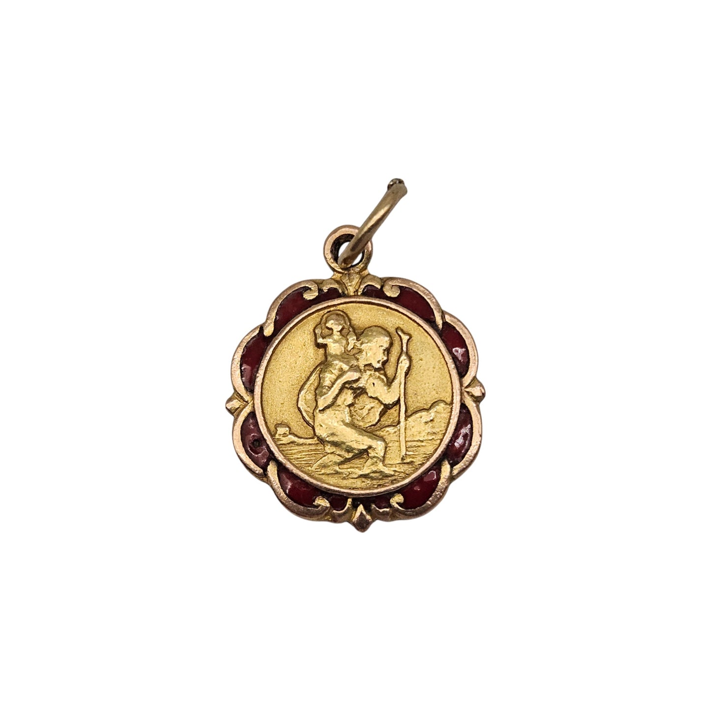 pre-owned 9ct gold & enamel St Christopher Charm