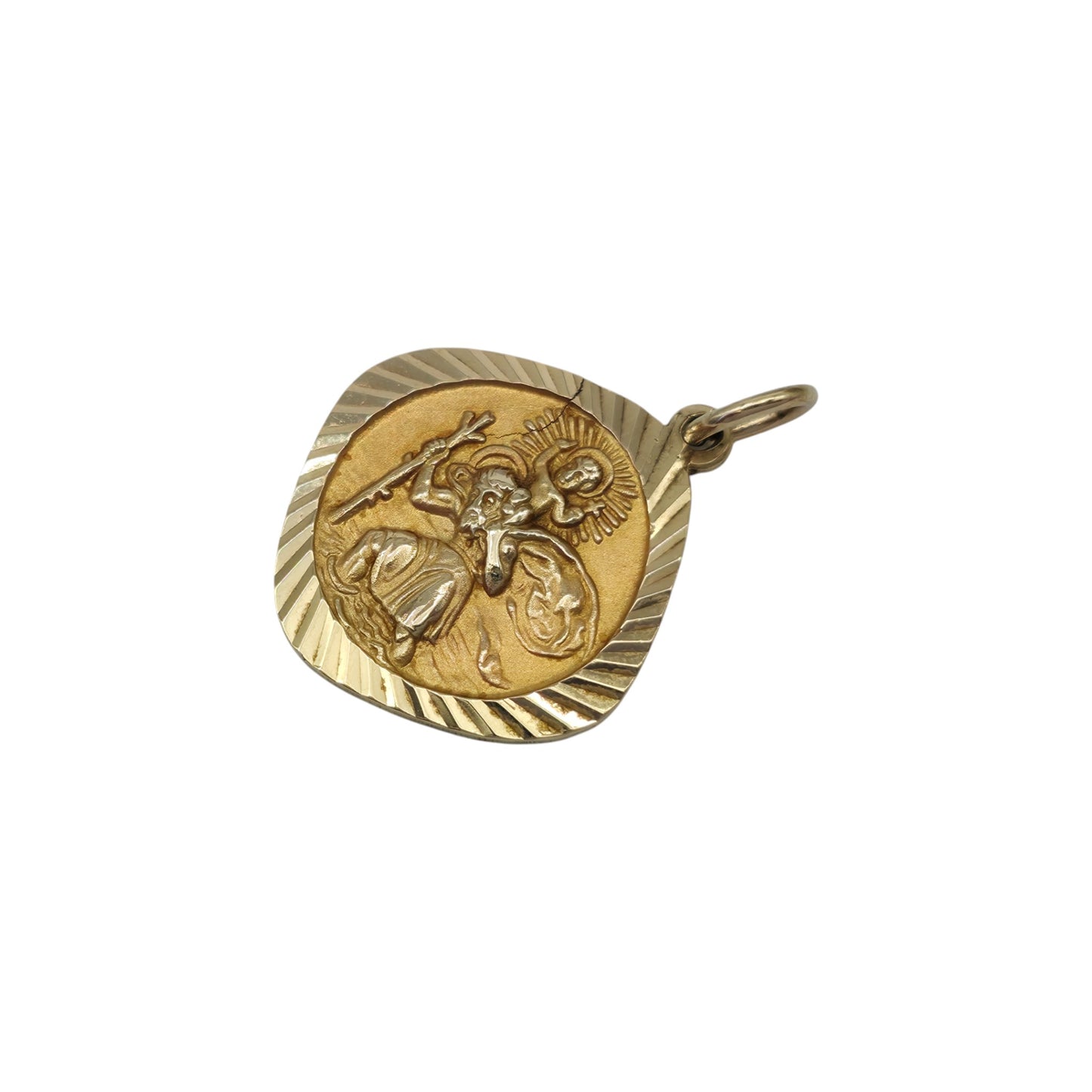 Georg Jensen 9ct 375 Yellow Gold St Christopher Charm 1968 L 1.6 cm 3.1 g.
