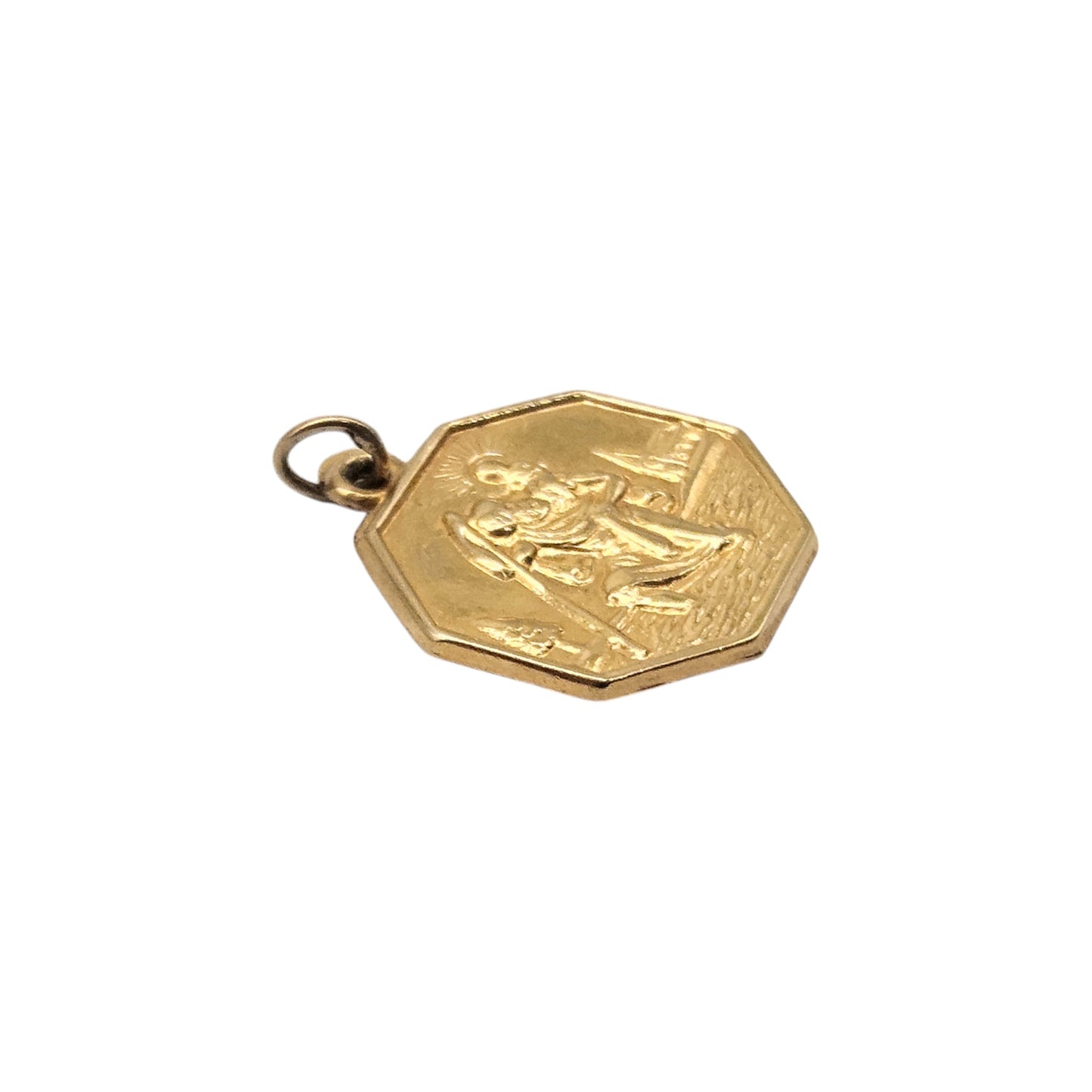 9ct 375 Yellow Gold St Christopher Charm 1964 L 1.6 cm 1.1 g.