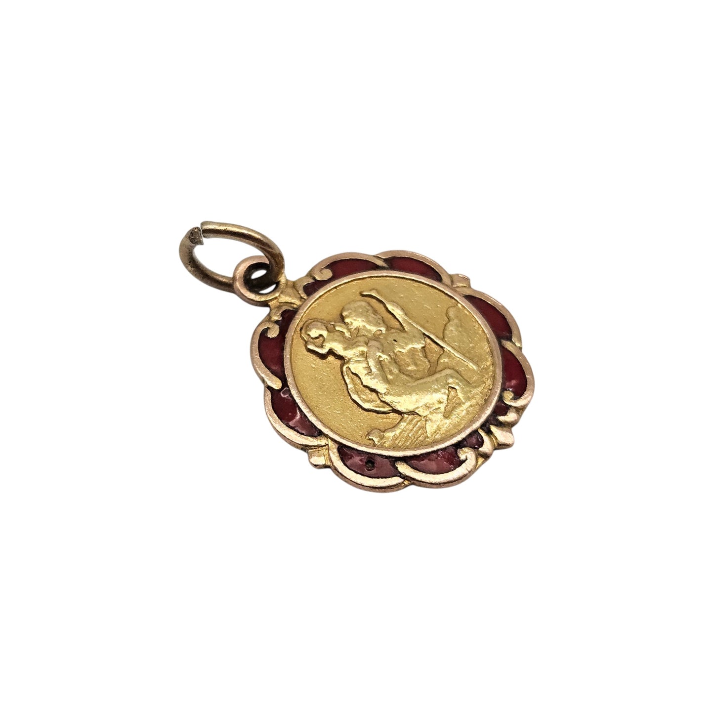 9ct 375 Yellow Gold & Enamel St Christopher Charm 1954 L 1.5 cm 1.9 g.