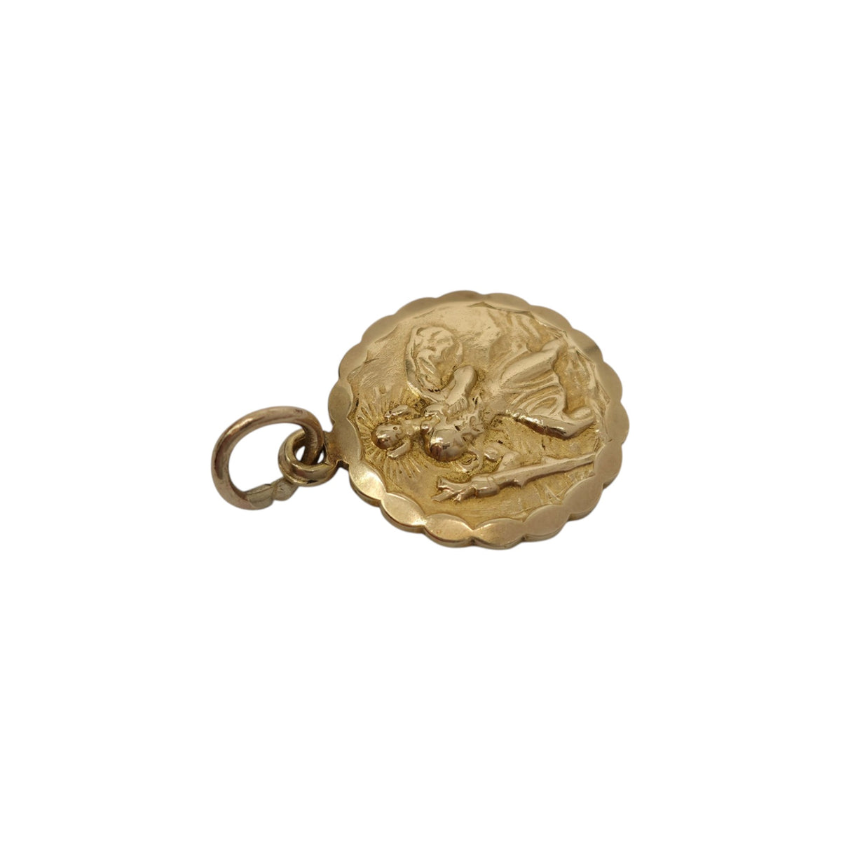 Georg Jensen 9ct 375 Yellow Gold St Christopher Charm 1965 L 1.4 cm 2.2 g.