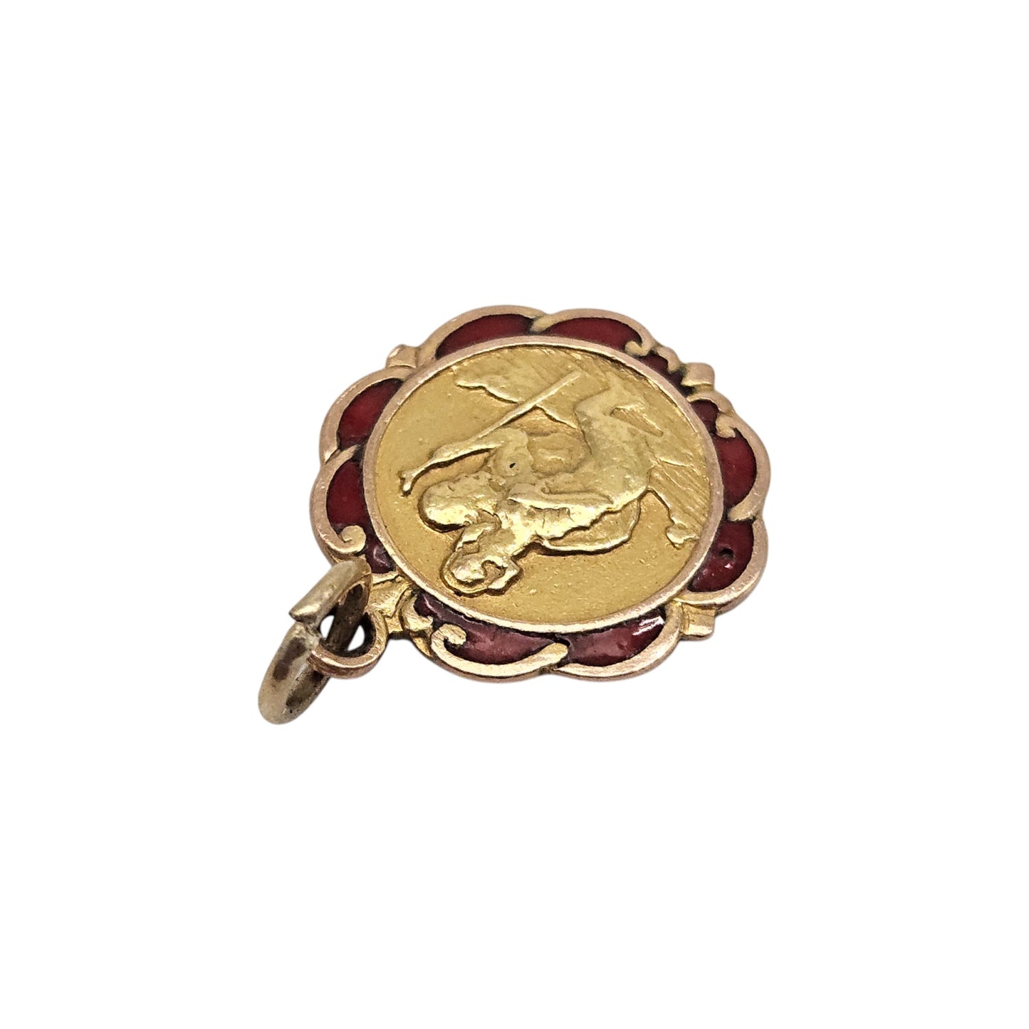 9ct 375 Yellow Gold & Enamel St Christopher Charm 1954 L 1.5 cm 1.9 g.