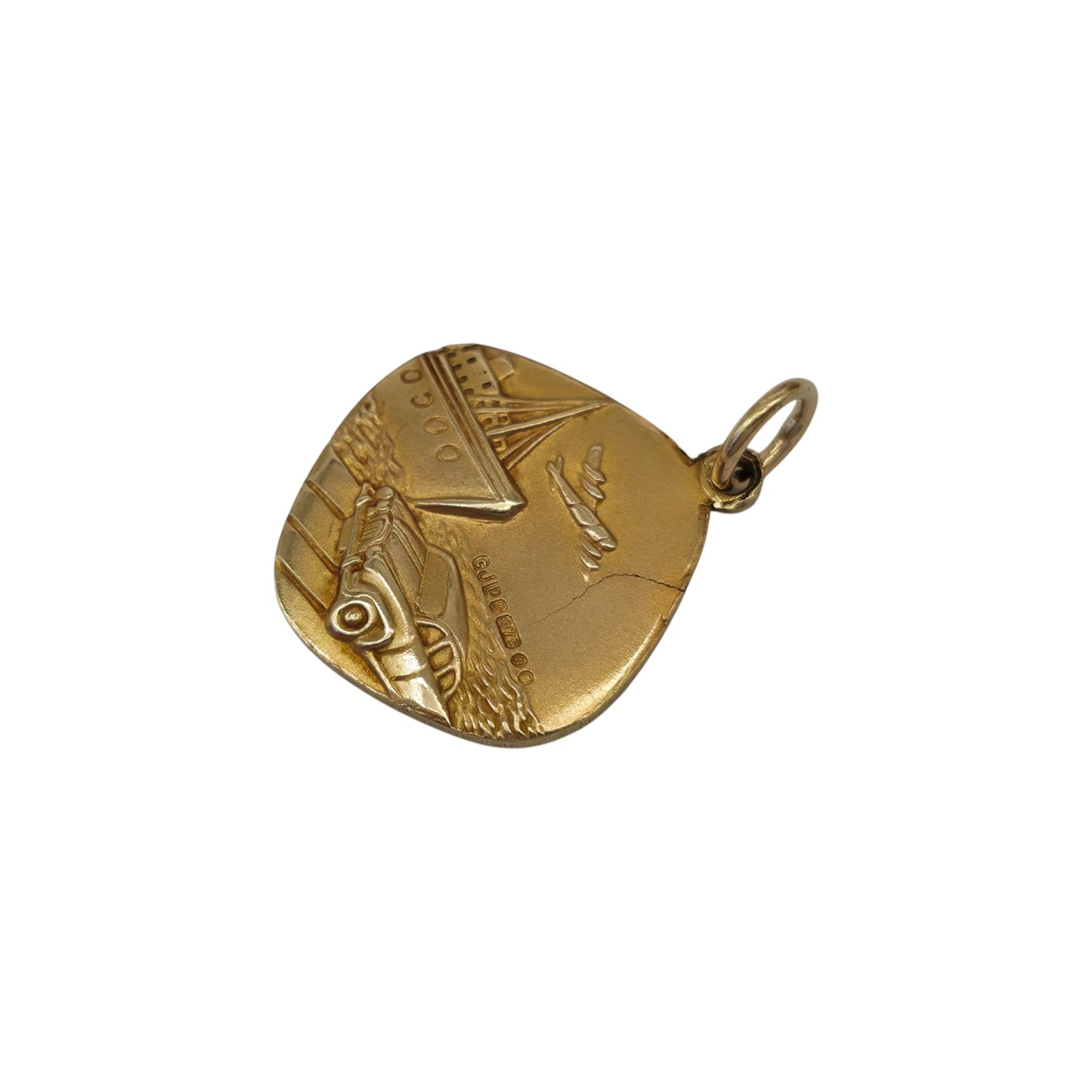 Georg Jensen 9ct 375 Yellow Gold St Christopher Charm 1968 L 1.6 cm 3.1 g.