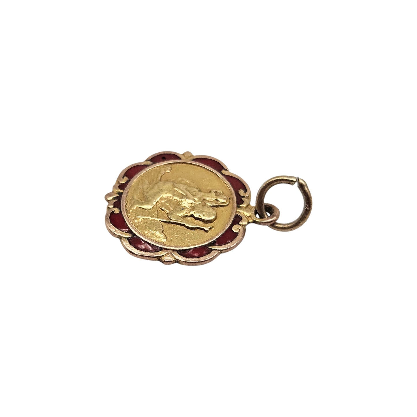 9ct 375 Yellow Gold & Enamel St Christopher Charm 1954 L 1.5 cm 1.9 g.