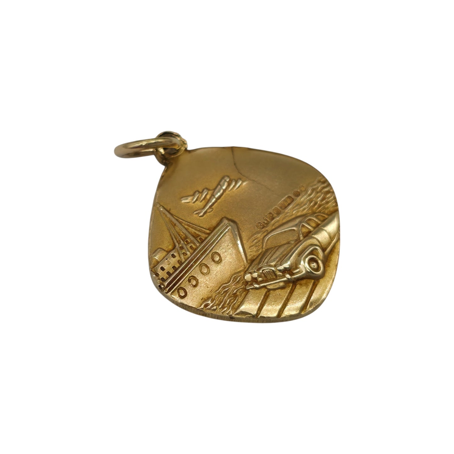 Georg Jensen 9ct 375 Yellow Gold St Christopher Charm 1968 L 1.6 cm 3.1 g.