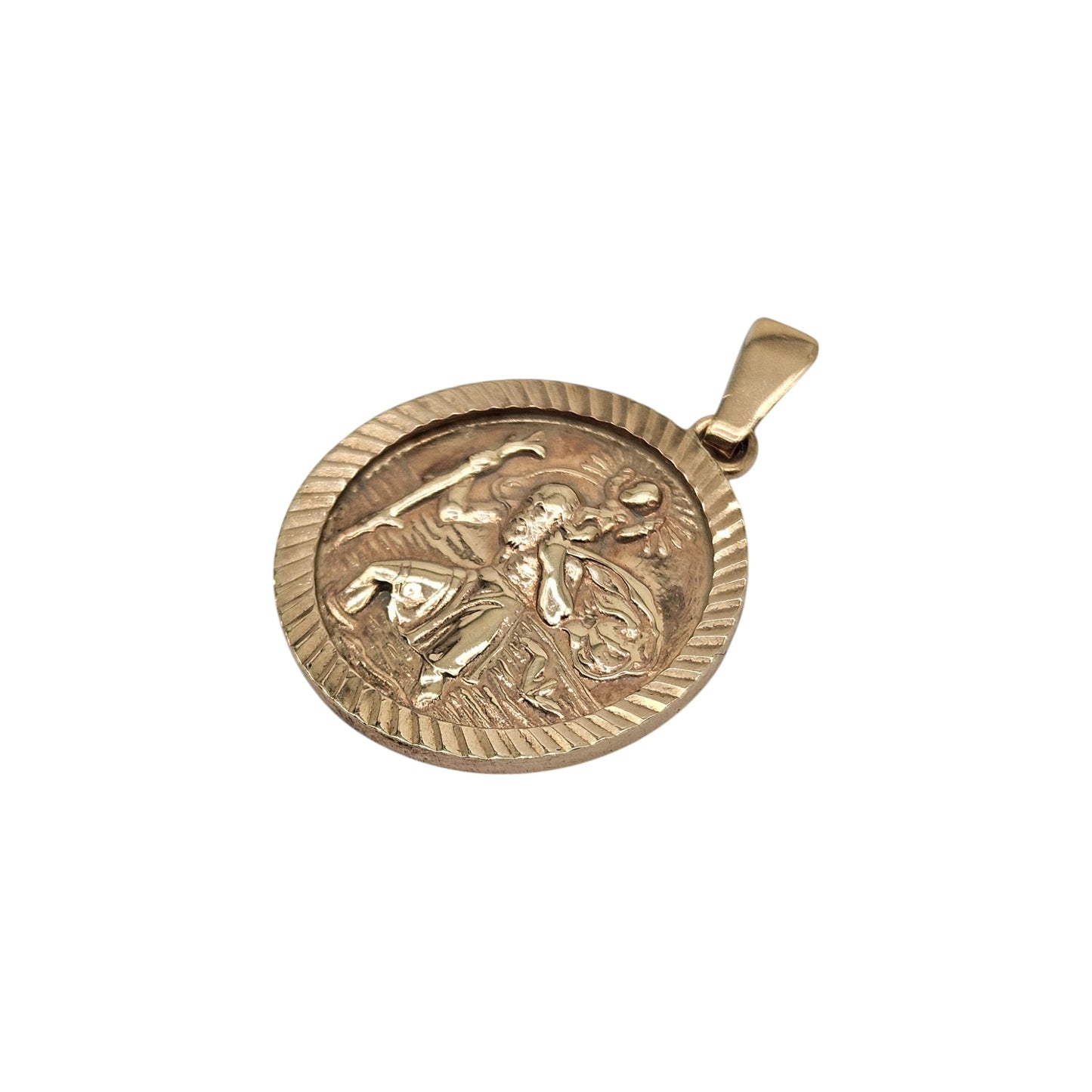 9ct 375 Yellow Gold St Christopher Pendant 1973 L 1.8 cm 2.5 g.