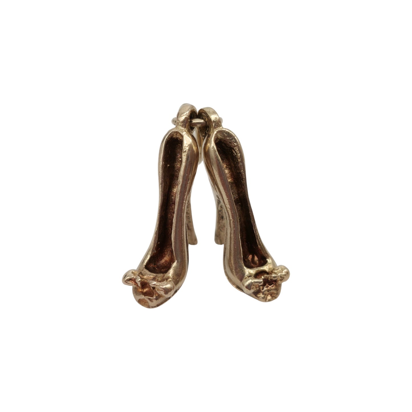 9ct 375 Yellow Gold Pair OF Stiletto Shoes Charm 1958 L 1.2 cm 2.3 g.