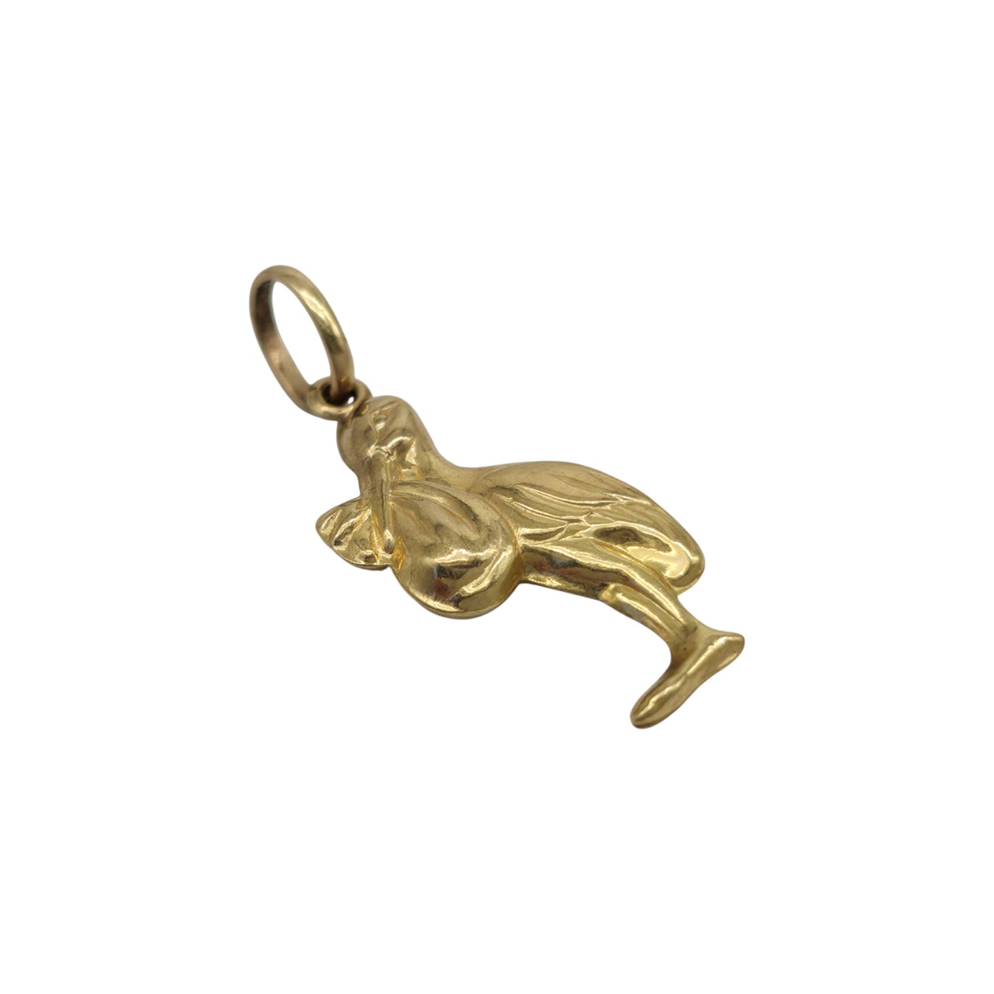 9ct 375 Yellow Gold Stork With Baby Charm L 2.0 cm 0.8 g.