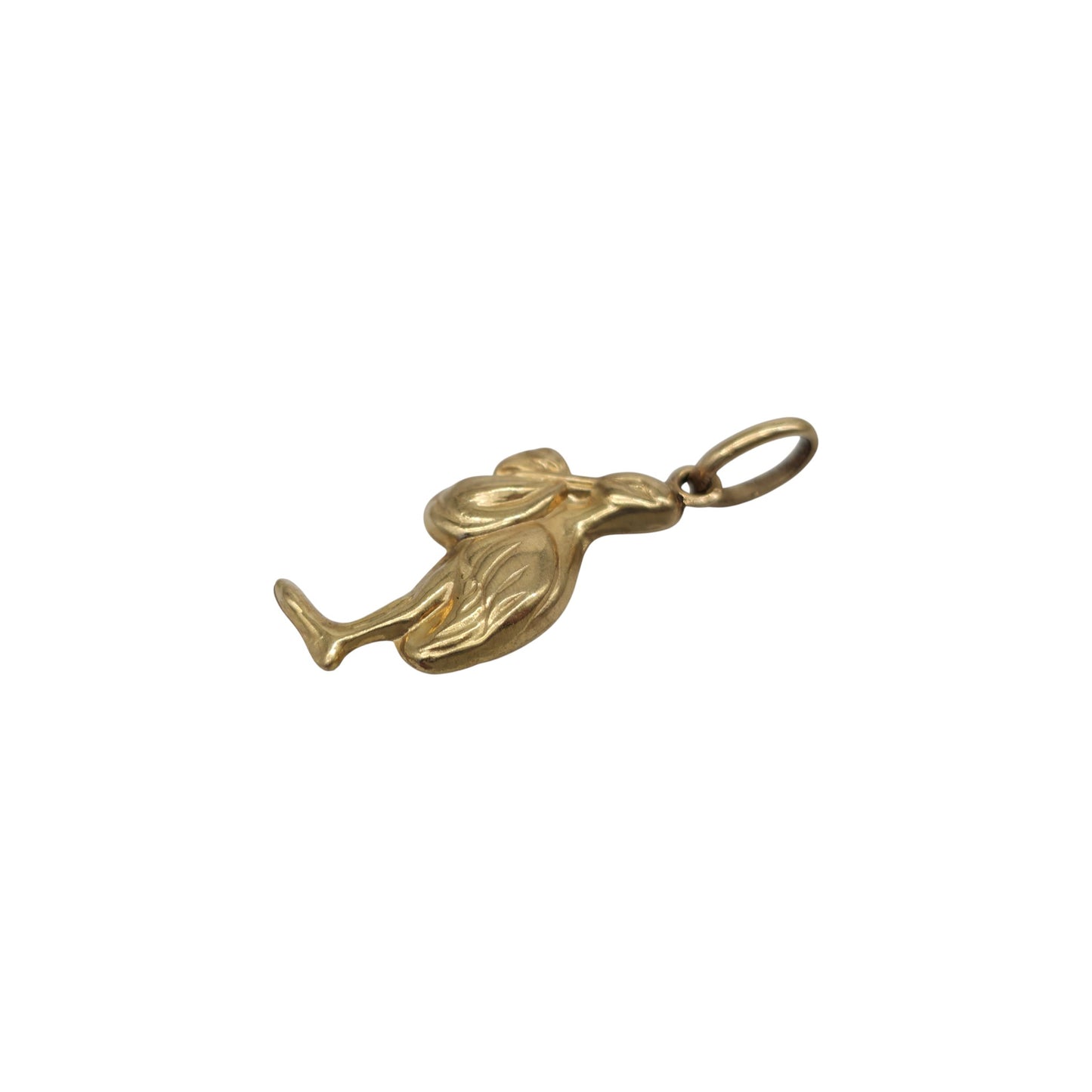 9ct 375 Yellow Gold Stork With Baby Charm L 2.0 cm 0.8 g.