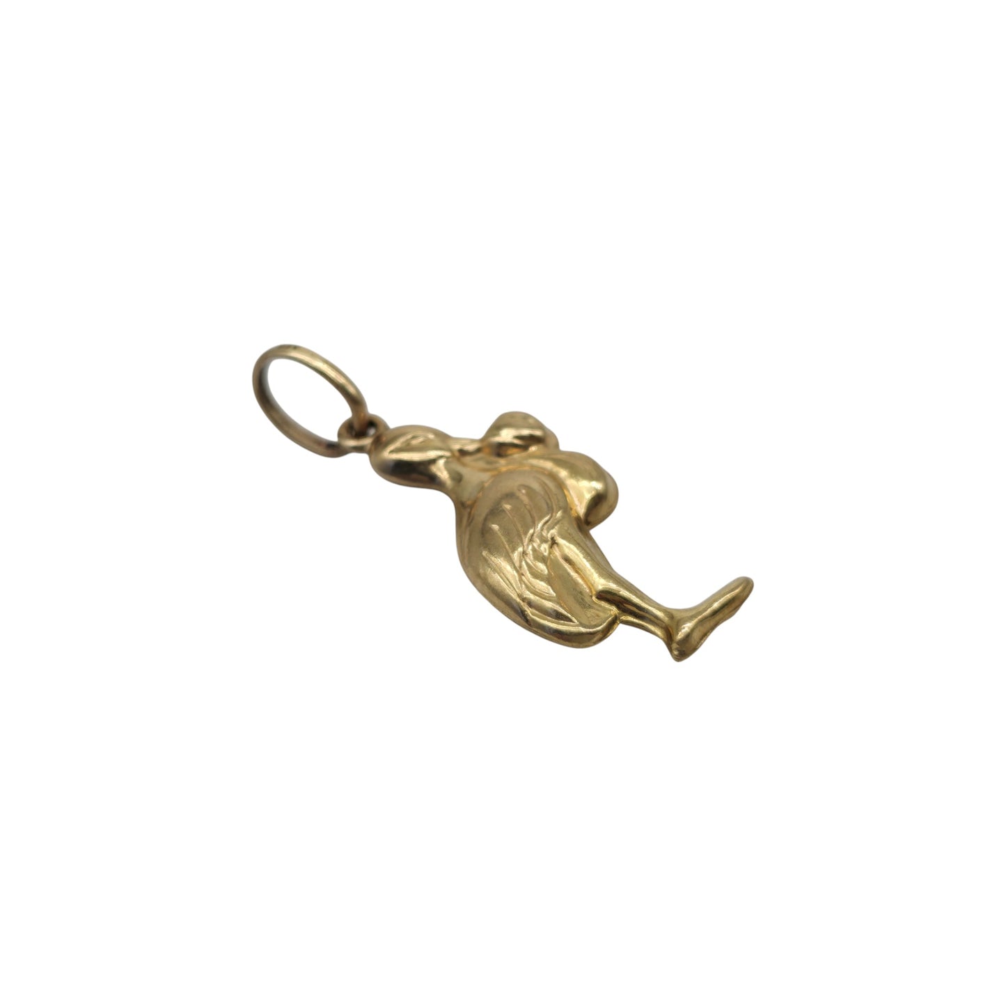9ct 375 Yellow Gold Stork With Baby Charm L 2.0 cm 0.8 g.