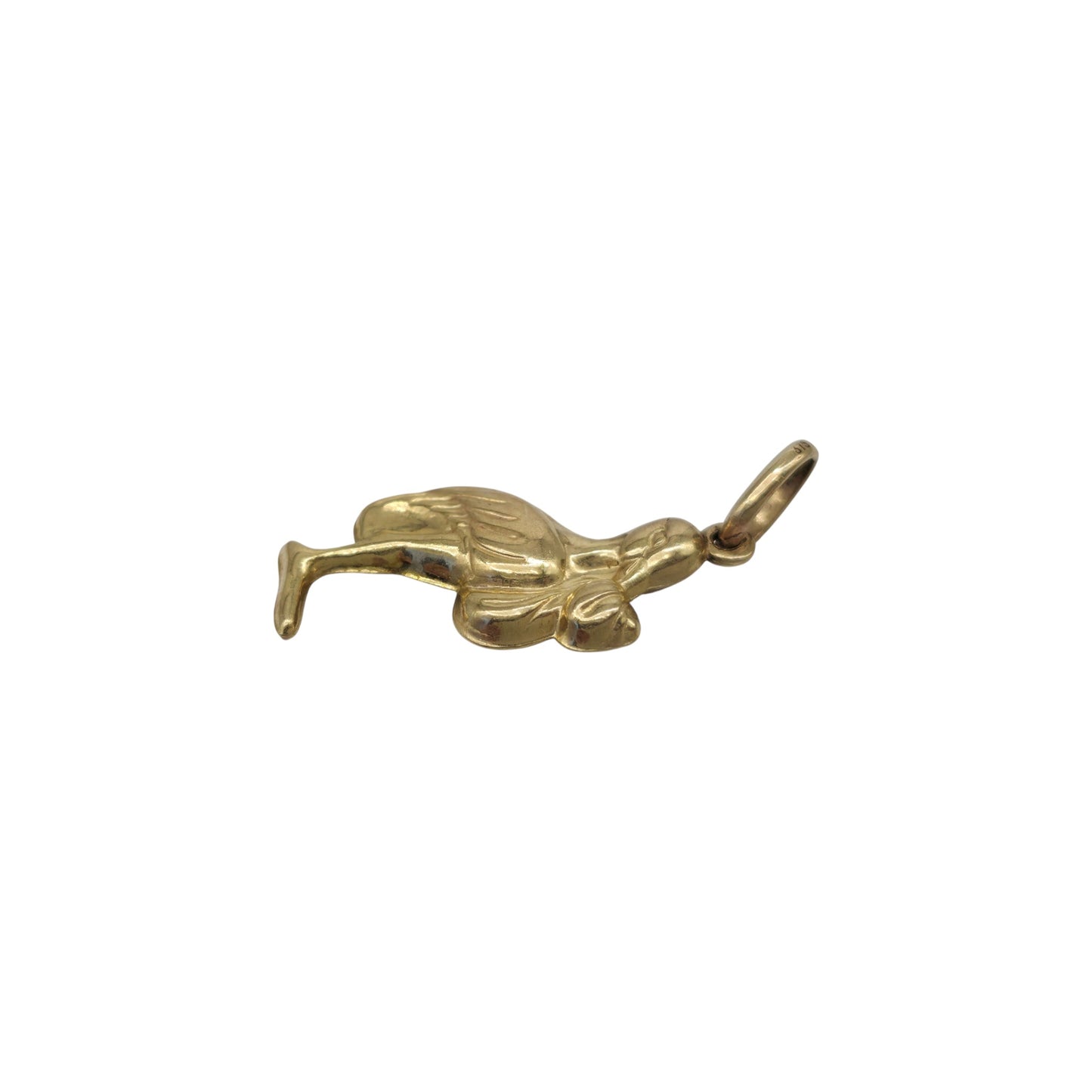 9ct 375 Yellow Gold Stork With Baby Charm L 2.0 cm 0.8 g.
