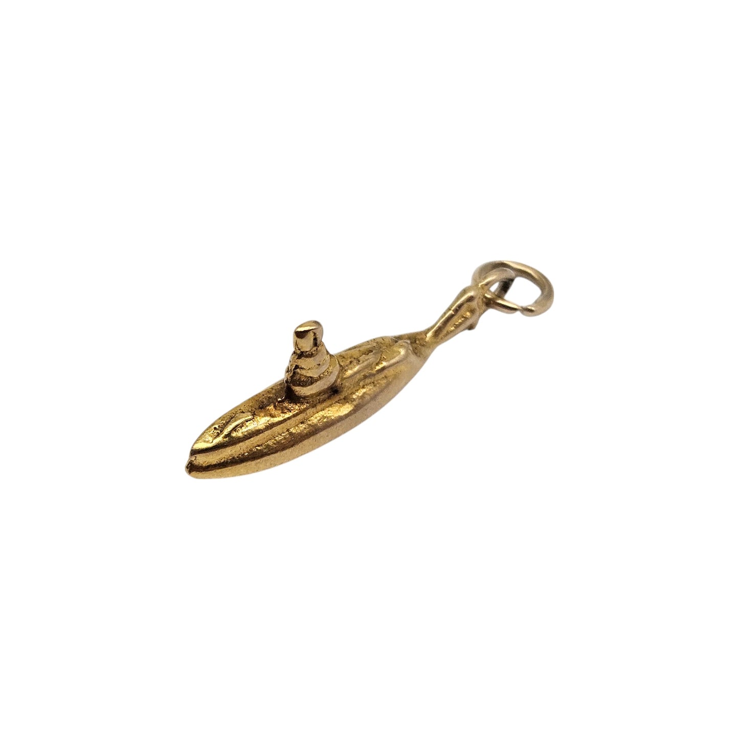 Rare 9ct Yellow Gold Submarine Charm c.1940's L 2.0 cm 2.2 g.