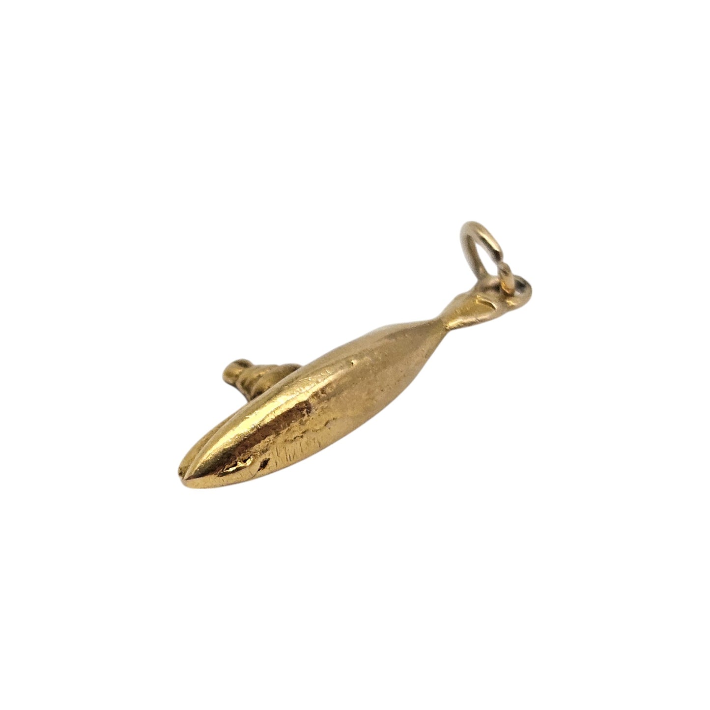 Rare 9ct Yellow Gold Submarine Charm c.1940's L 2.0 cm 2.2 g.