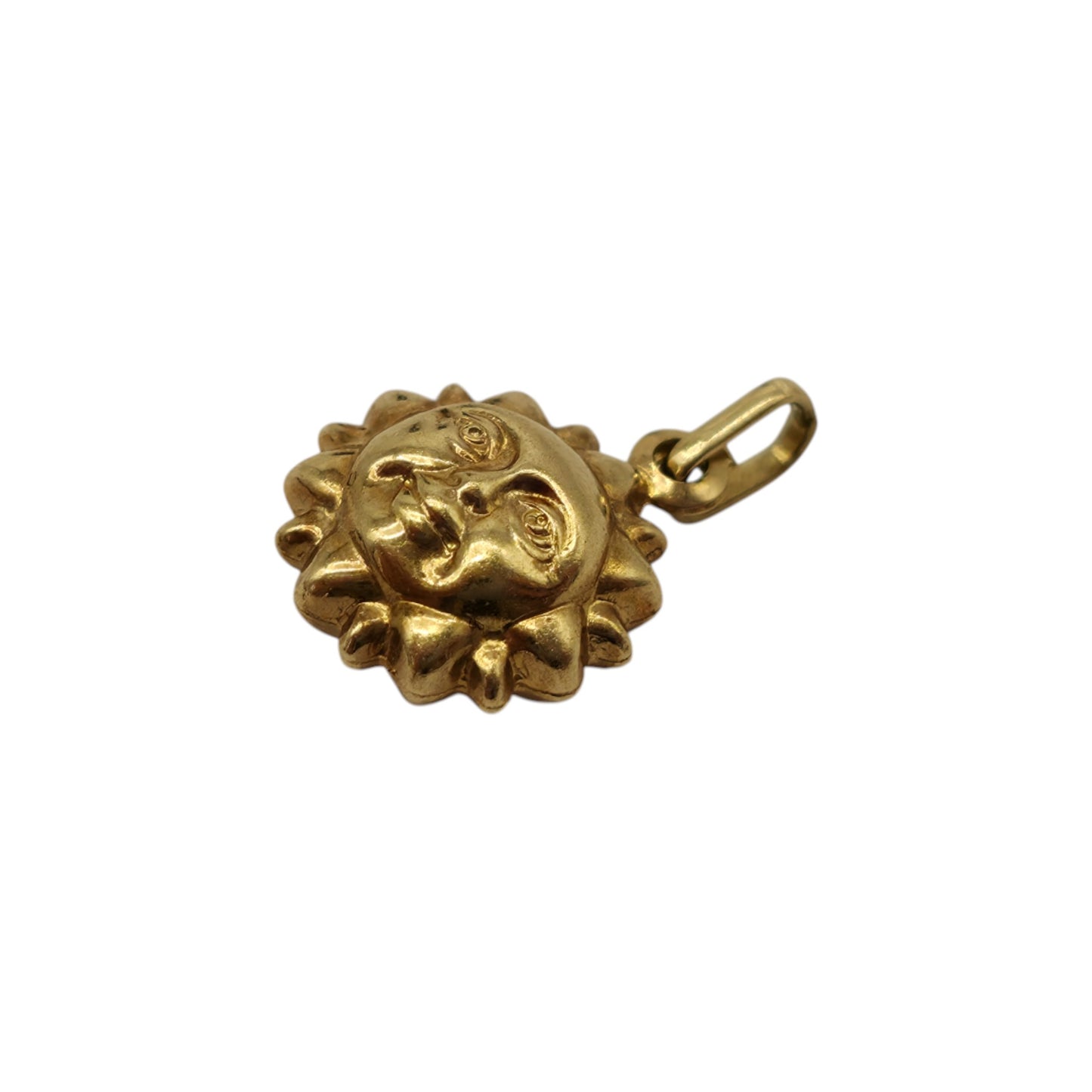 9ct Yellow Gold Sun Face Charm L 1.0 cm 0.4 g.