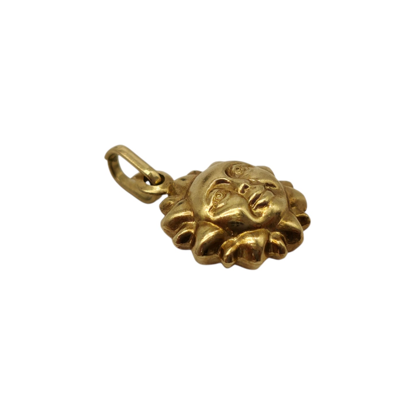 9ct Yellow Gold Sun Face Charm L 1.0 cm 0.4 g.