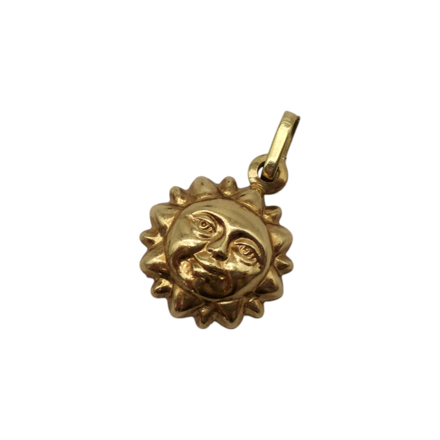 9ct Yellow Gold Sun Face Charm L 1.0 cm 0.4 g.