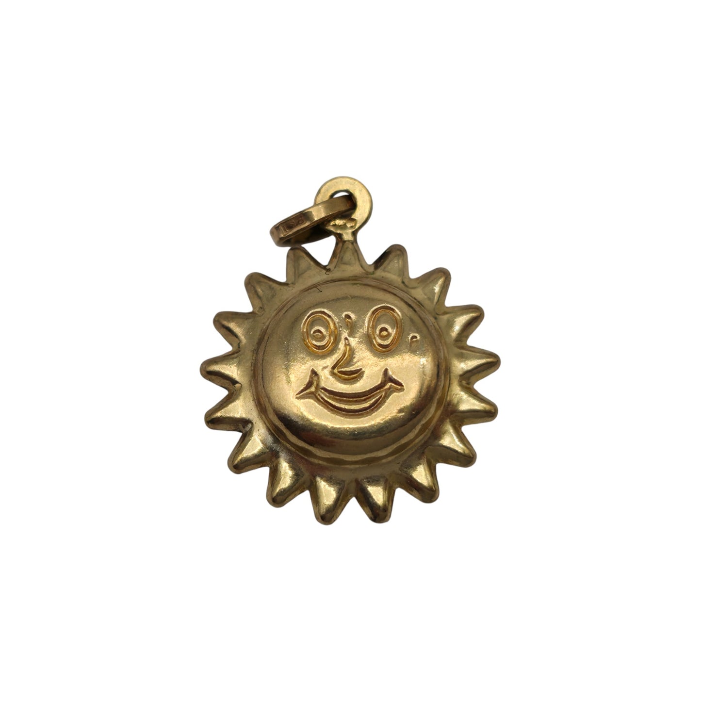9ct 375 Yellow Gold Sun Face Charm L 1.4 cm 0.9 g.