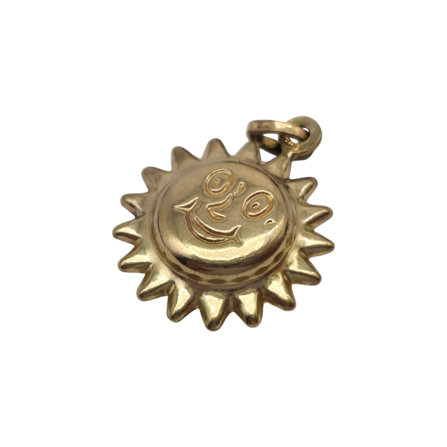 9ct 375 Yellow Gold Sun Face Charm L 1.4 cm 0.9 g.