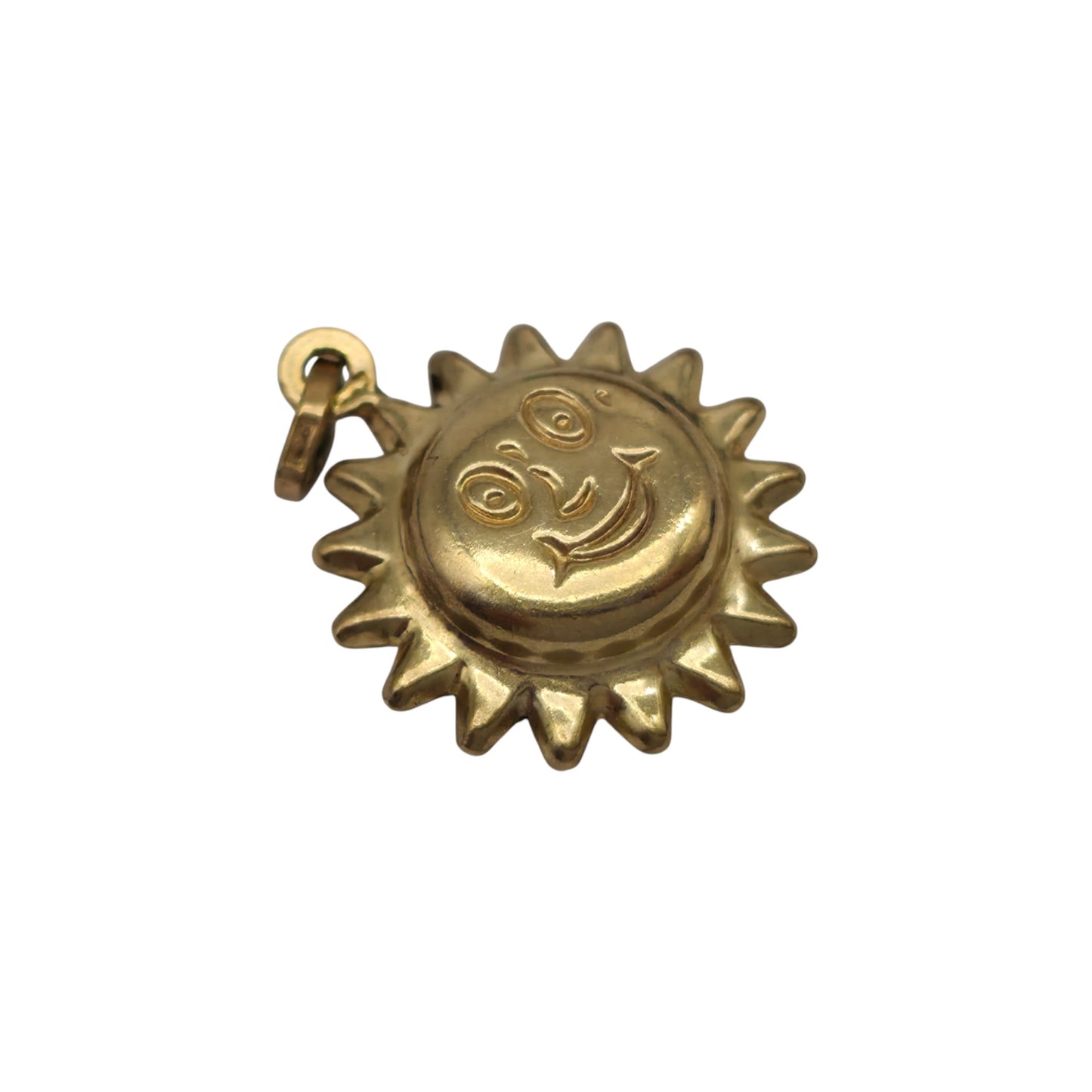 9ct 375 Yellow Gold Sun Face Charm L 1.4 cm 0.9 g.