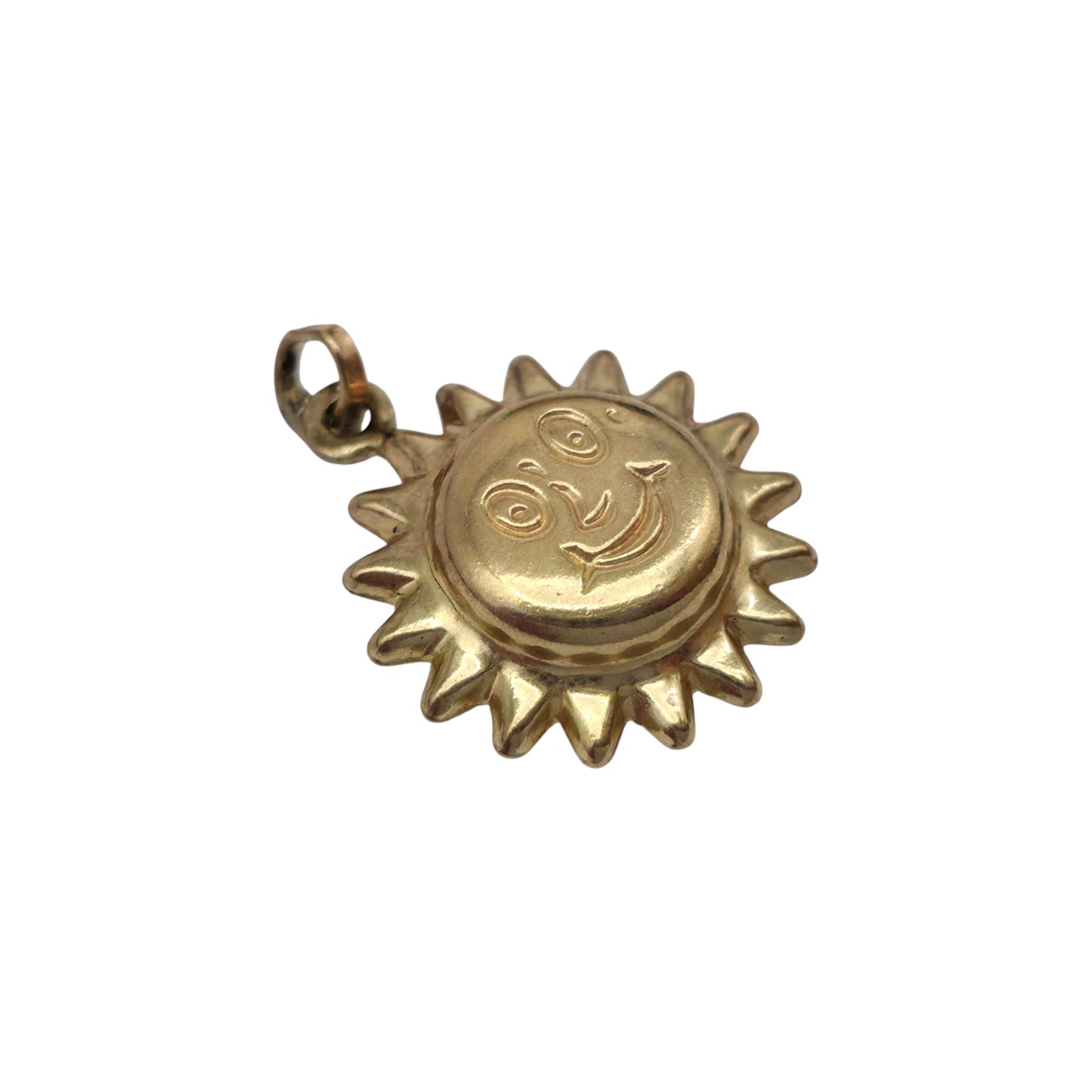 9ct 375 Yellow Gold Sun Face Charm L 1.4 cm 0.9 g.