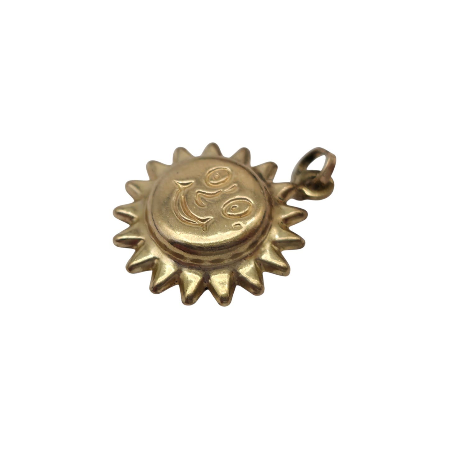 9ct 375 Yellow Gold Sun Face Charm L 1.4 cm 0.9 g.