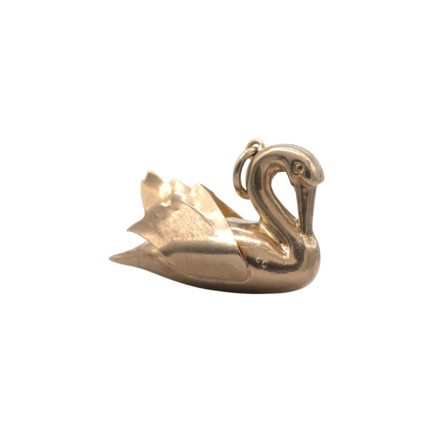 9ct 375 Yellow Gold Swan Charm 1973 L 2.4 cm 2.1 g.