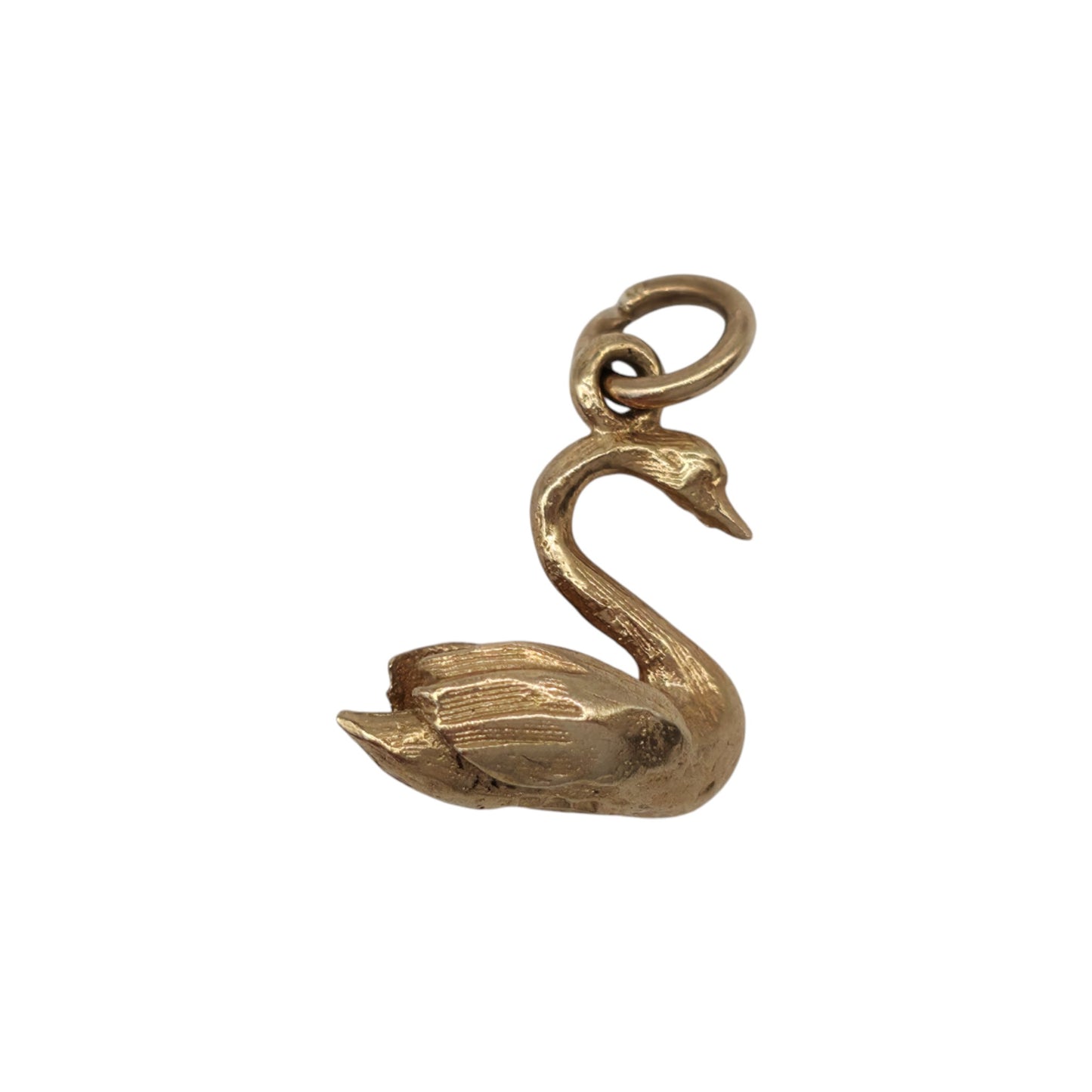 9ct 375 Yellow Gold Swan Charm 1968 L 1.1 cm 1.2 g.