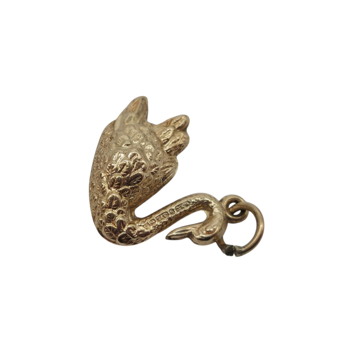 9ct 375 Yellow Gold Swan Charm 1967 L 1.6 cm 0.9 g.